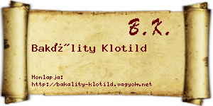 Bakálity Klotild névjegykártya